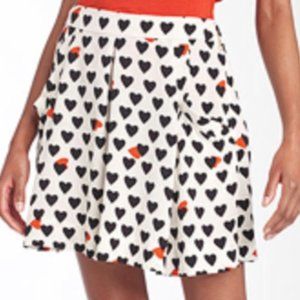 Leifsdottir Heart Print Silk Pleated ALine Skirt 6
